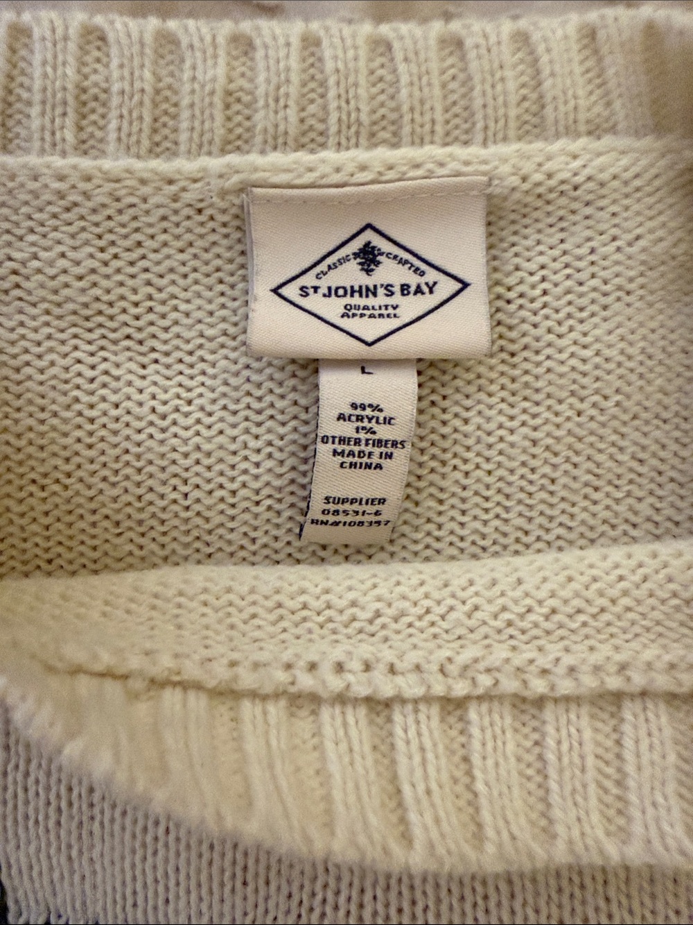 Cream Star-Print St John’s Bay Women's Sweater - Picture 2 of 6